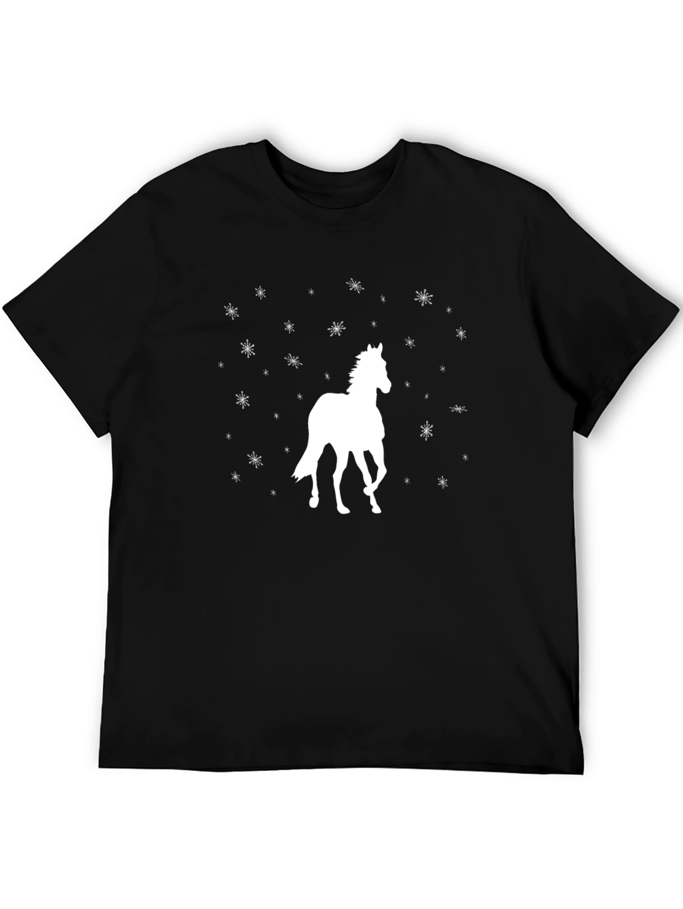 Black Horse & Snowflake Graphic T-Shirt