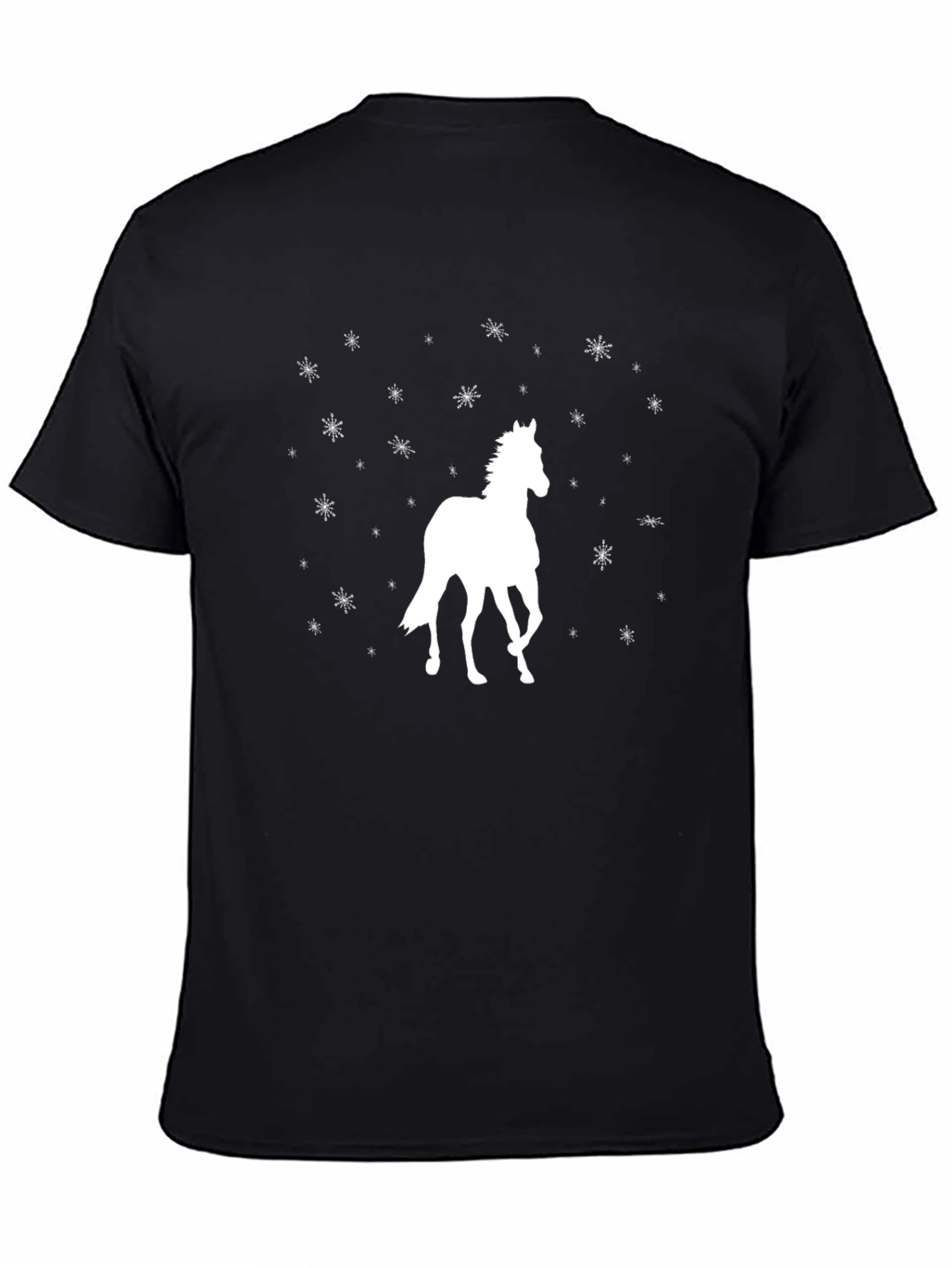 Black Horse & Snowflake Graphic T-Shirt