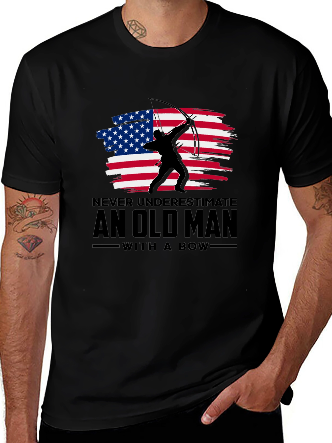 Never Underestimate Old Man With A Bow T-Shirt