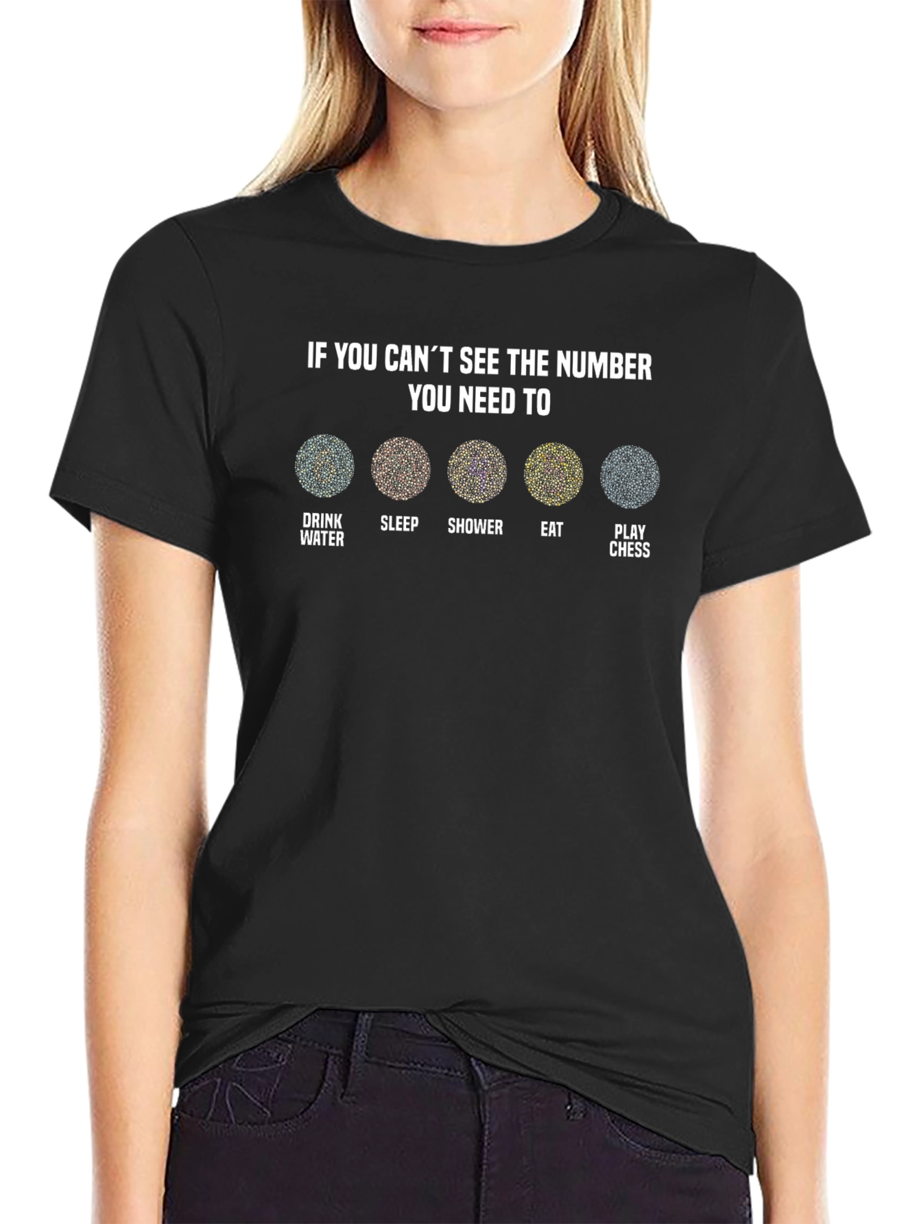 Number Illusion T-Shirt - Drink Sleep Shower Eat Chess