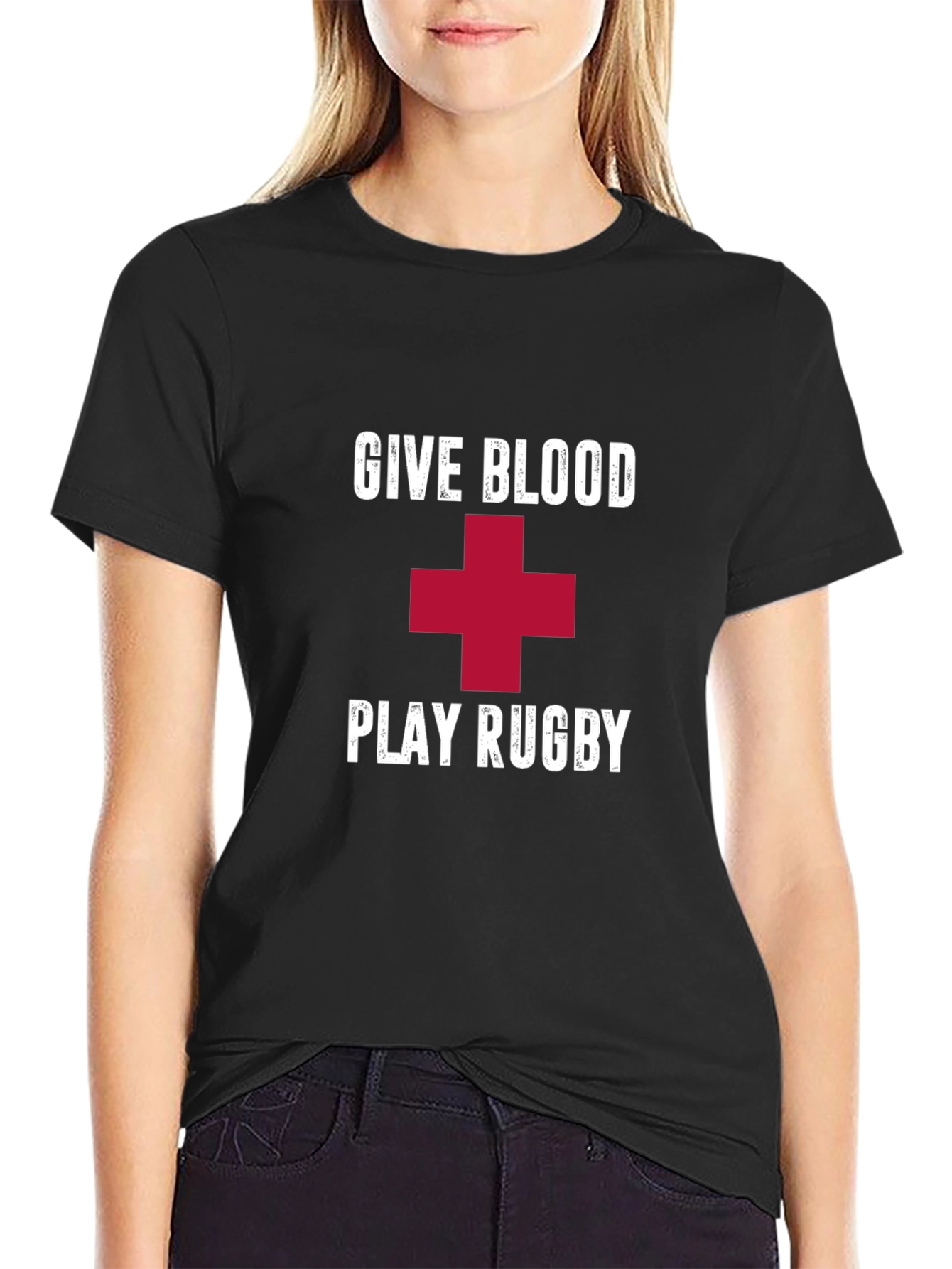Give Blood Play Rugby Black T-Shirt