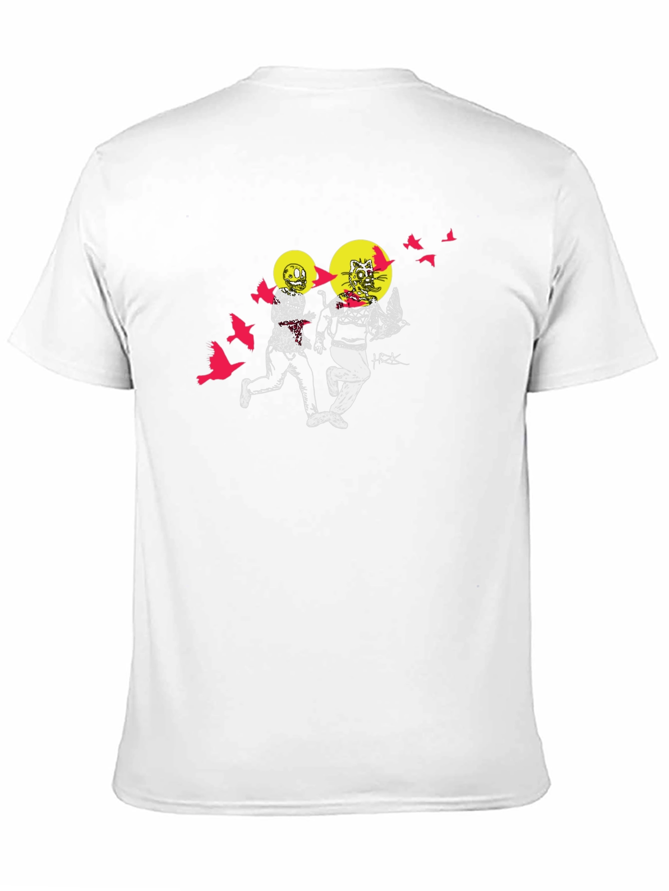 Illustrated Graphic Print Black Crew Neck T-Shirt