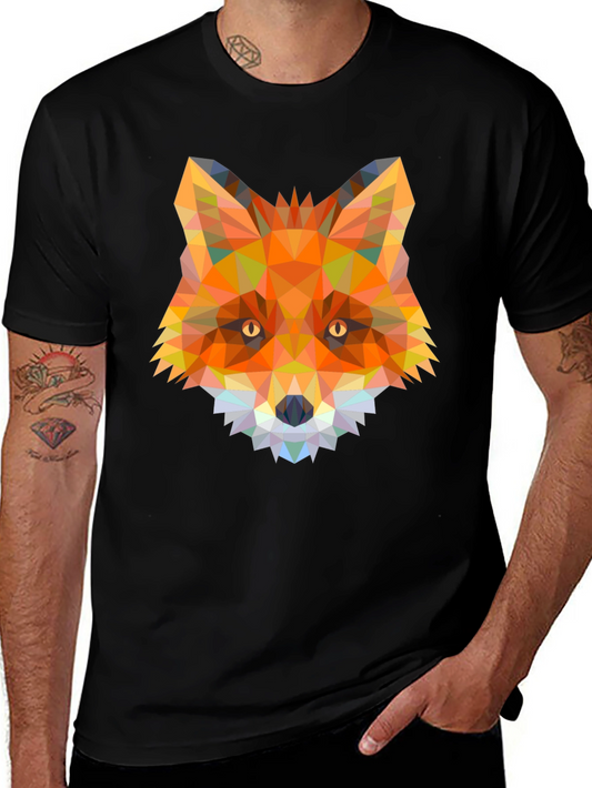 Geometric Fox Graphic T-Shirt - Modern Animal Tee