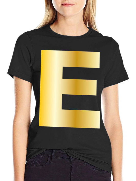 Golden Letter E T-Shirt - Stylish Alphabet Tee