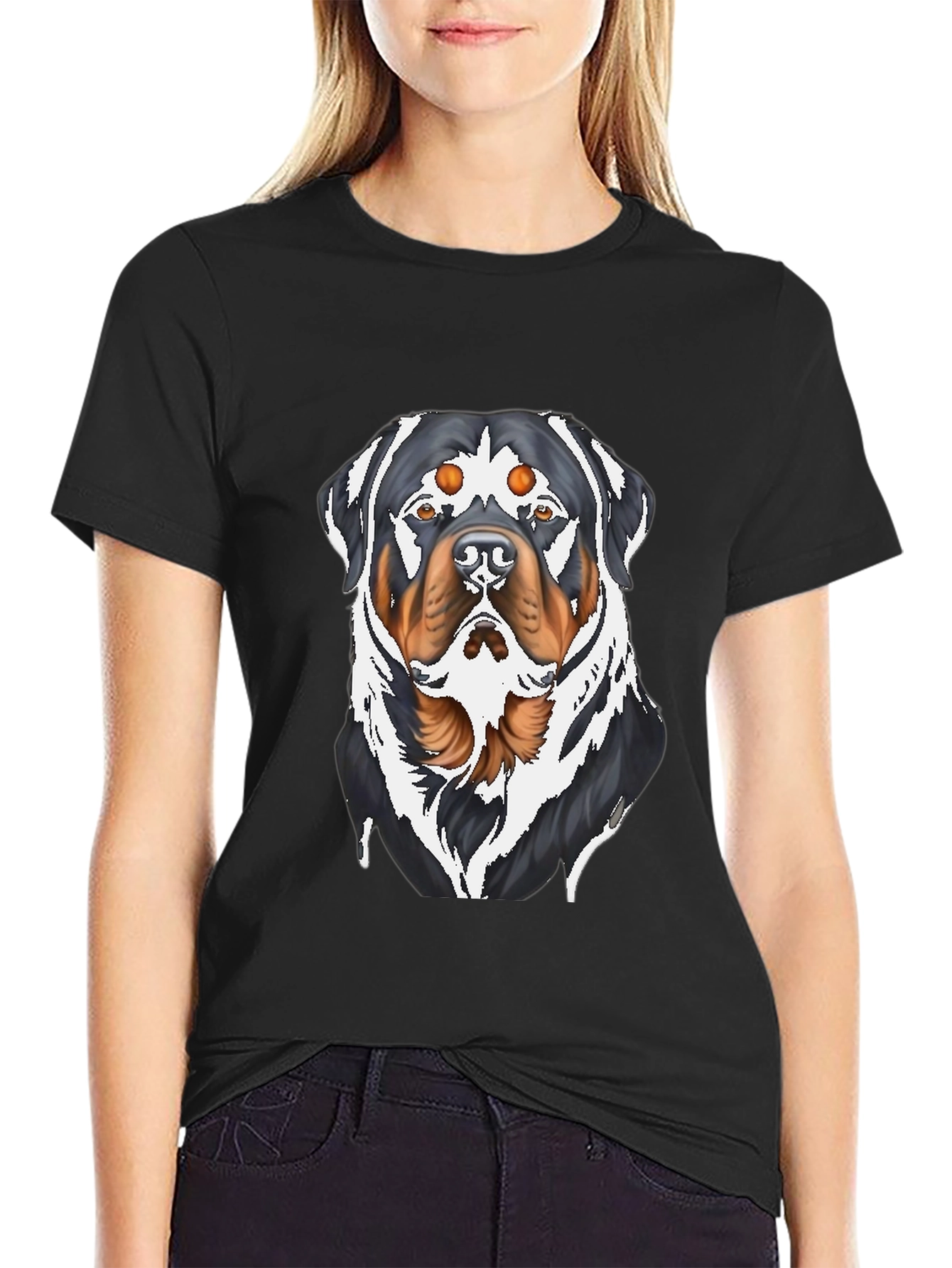 Rottweiler Graphic T-Shirt - Black Cotton Tee