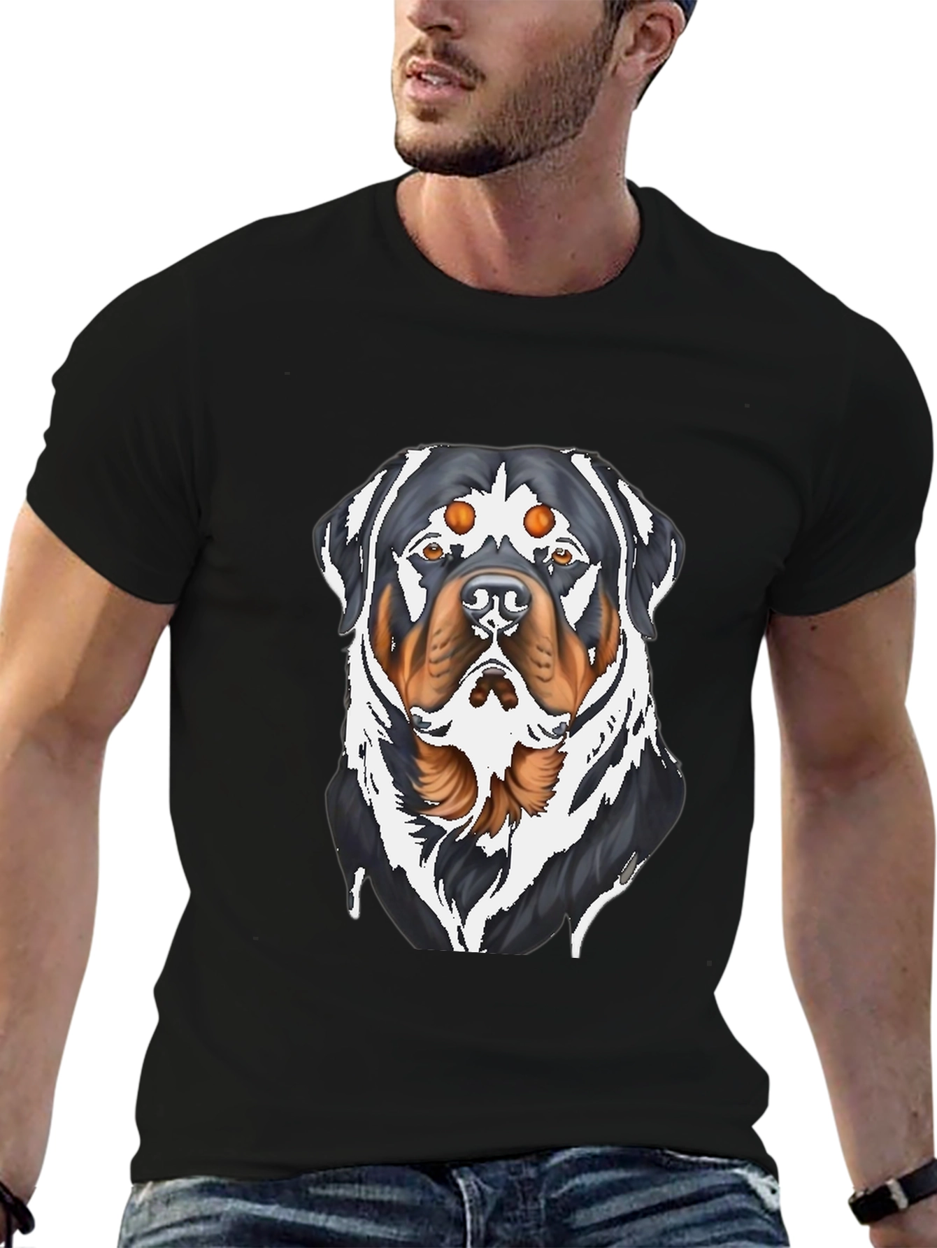 Rottweiler Graphic T-Shirt - Black Cotton Tee