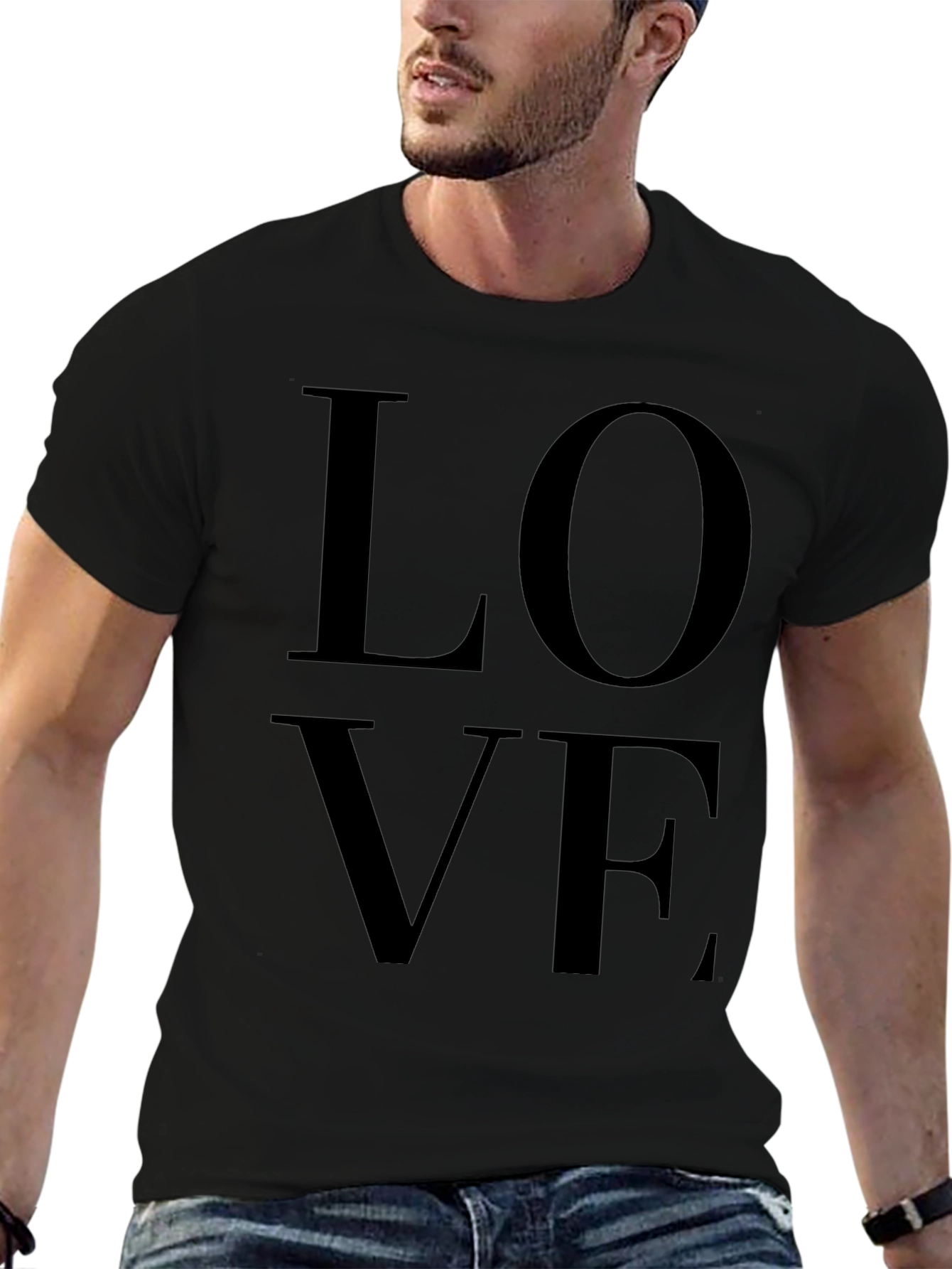 Love Graphic Black T-Shirt for Men