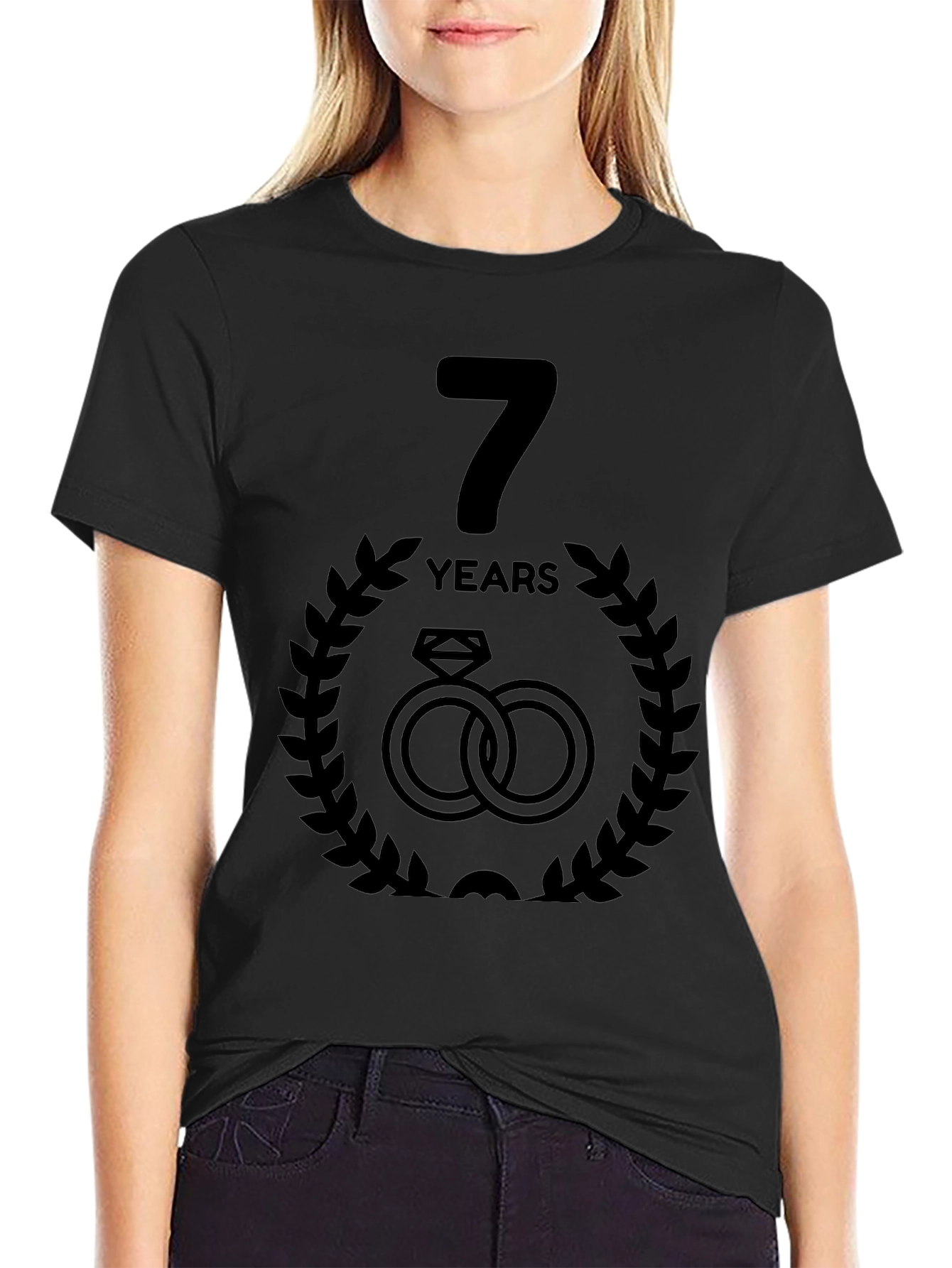 7th Anniversary T-Shirt - Wedding Rings Design