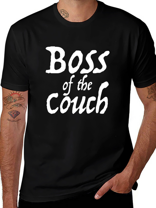 Boss of the Couch Graphic Tee - Black Cotton Blend