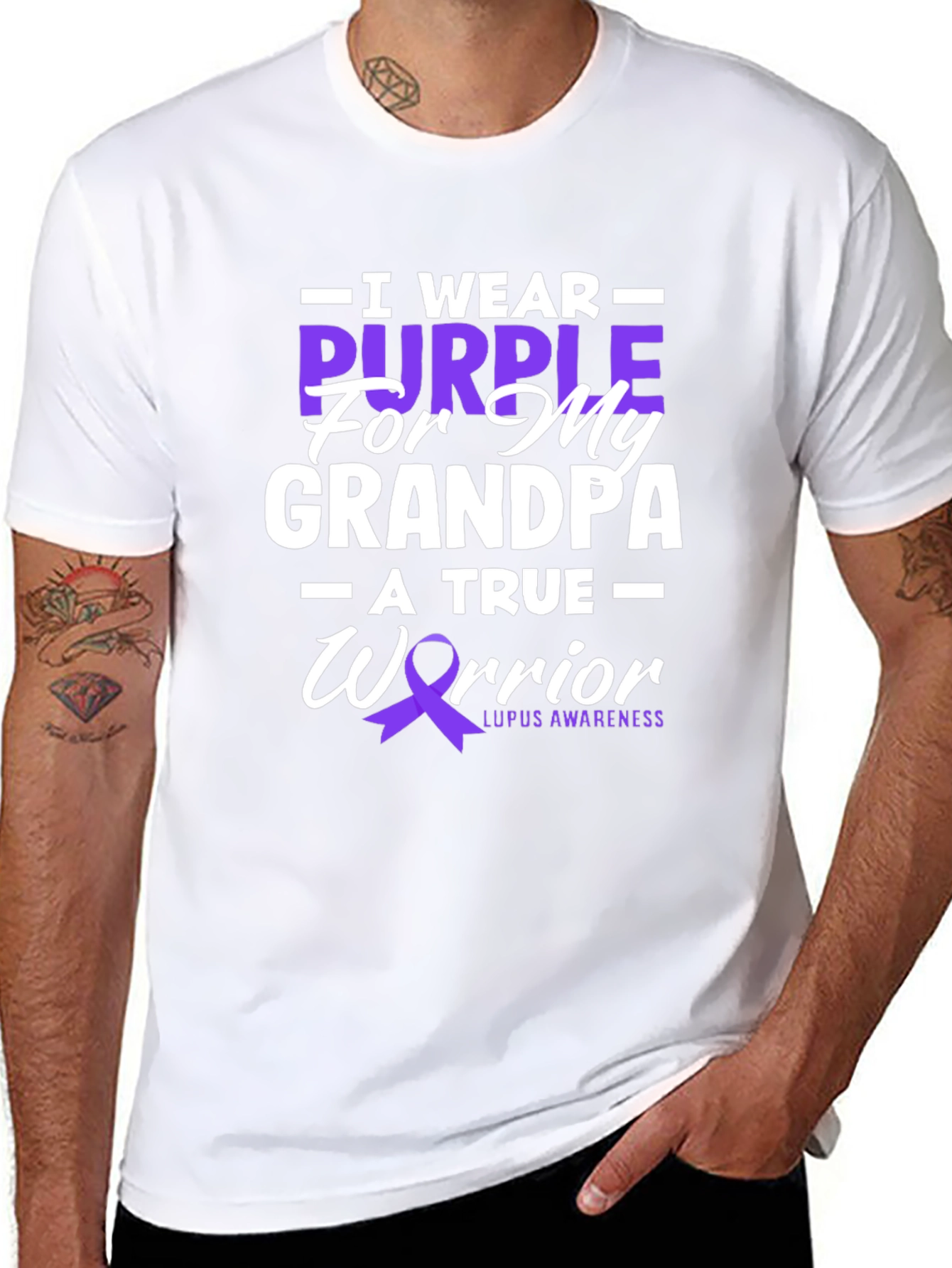 Purple Ribbon Lupus Awareness Grandpa T-Shirt