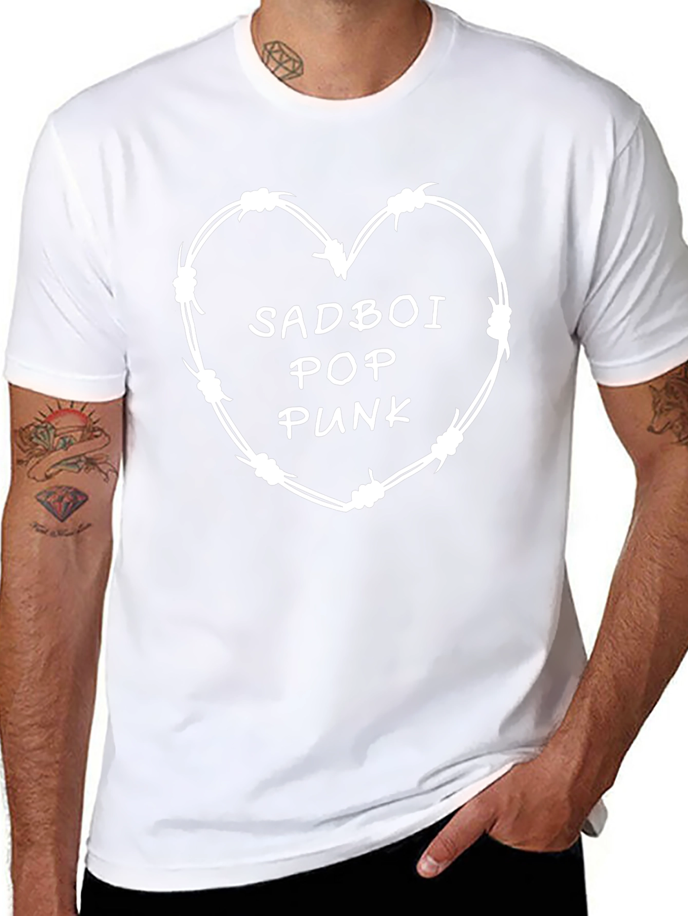 Sadboi Pop Punk T-Shirt - Heart Barbed Wire Design