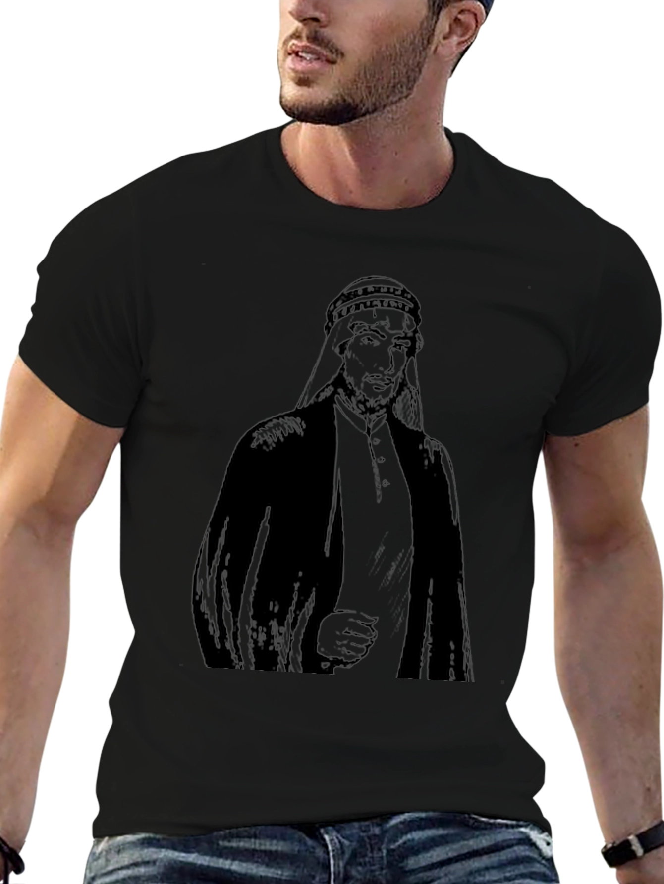 Arab Man Graphic Print Black T-Shirt