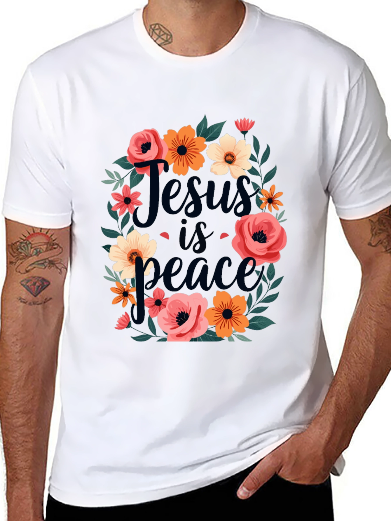 Jesus is Peace Floral T-Shirt
