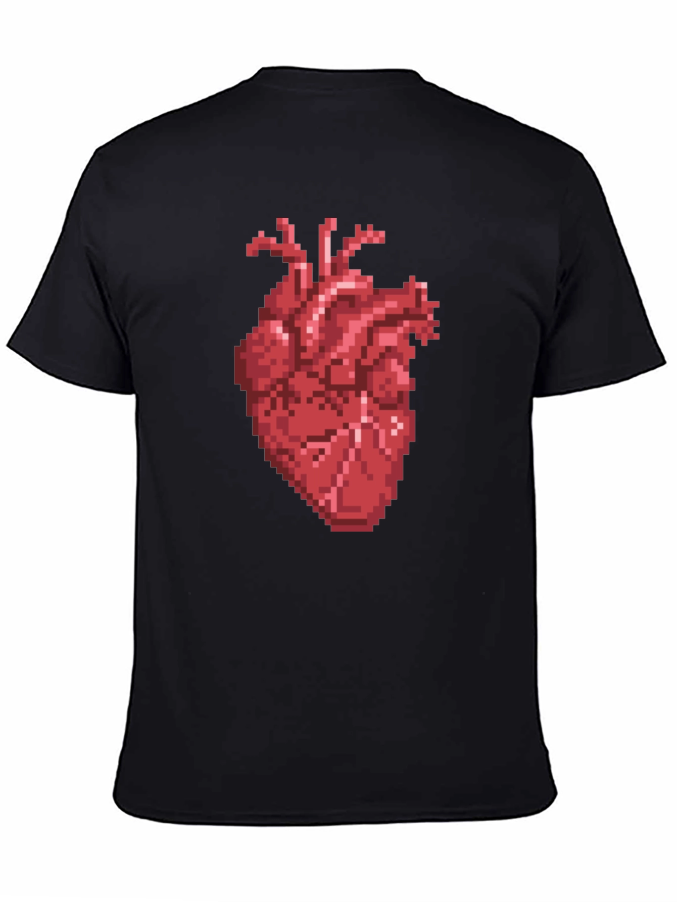 Pixel Heart Graphic Tee - Black Cotton T-Shirt