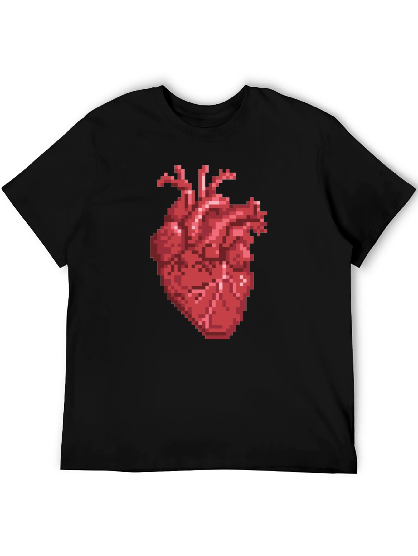 Pixel Heart Graphic Tee - Black Cotton T-Shirt