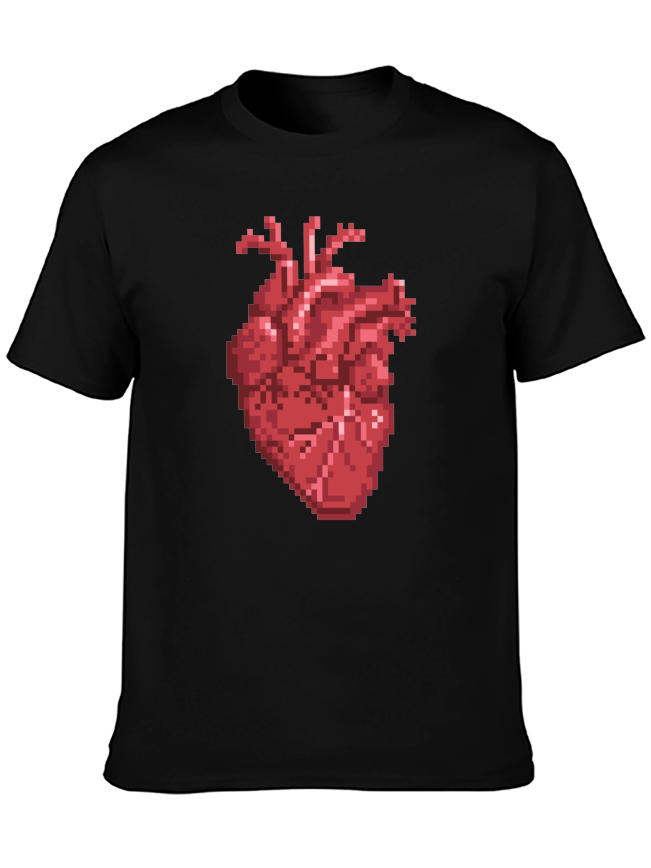 Pixel Heart Graphic Tee - Black Cotton T-Shirt
