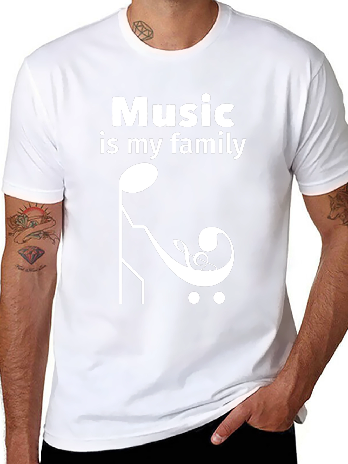 Music is My Family T-Shirt - Black Crew Neck
