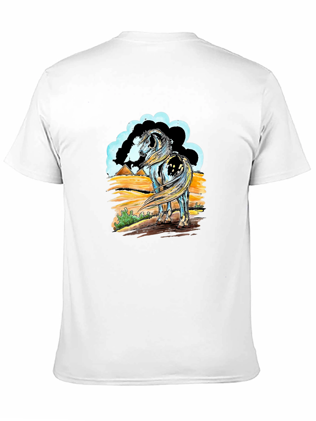 Horse Graphic Tee - Black Cotton Shirt