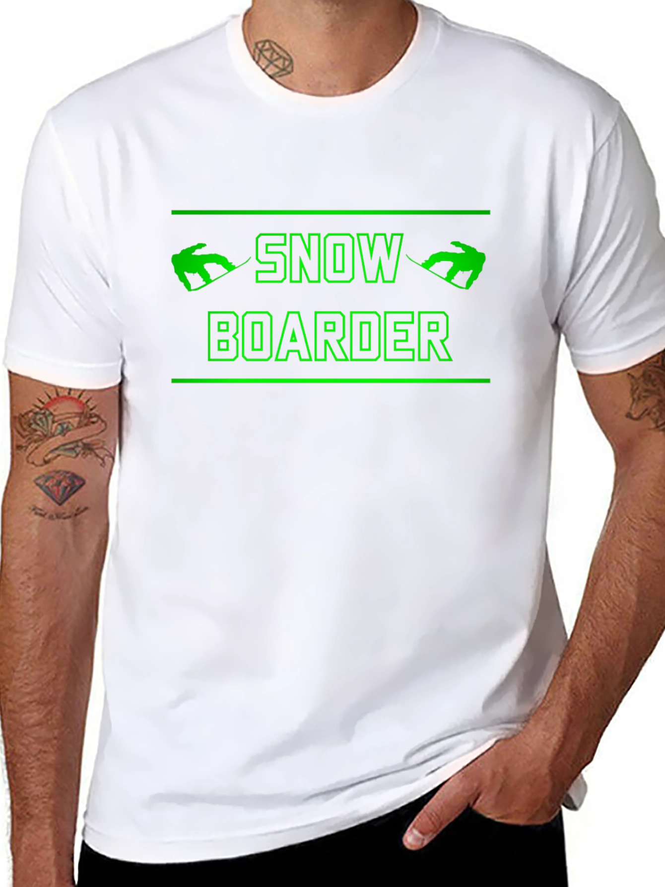 Snowboarder Graphic Tee - Black Cotton Casual Shirt