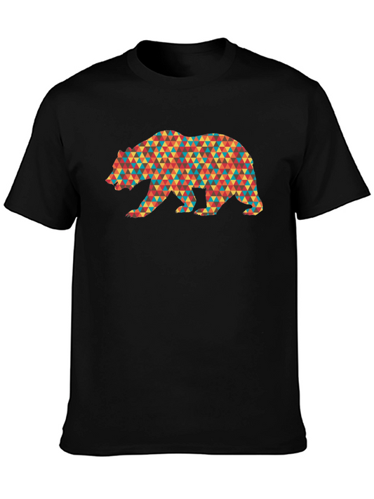 Geometric Bear Graphic Tee - Mens Black T-Shirt