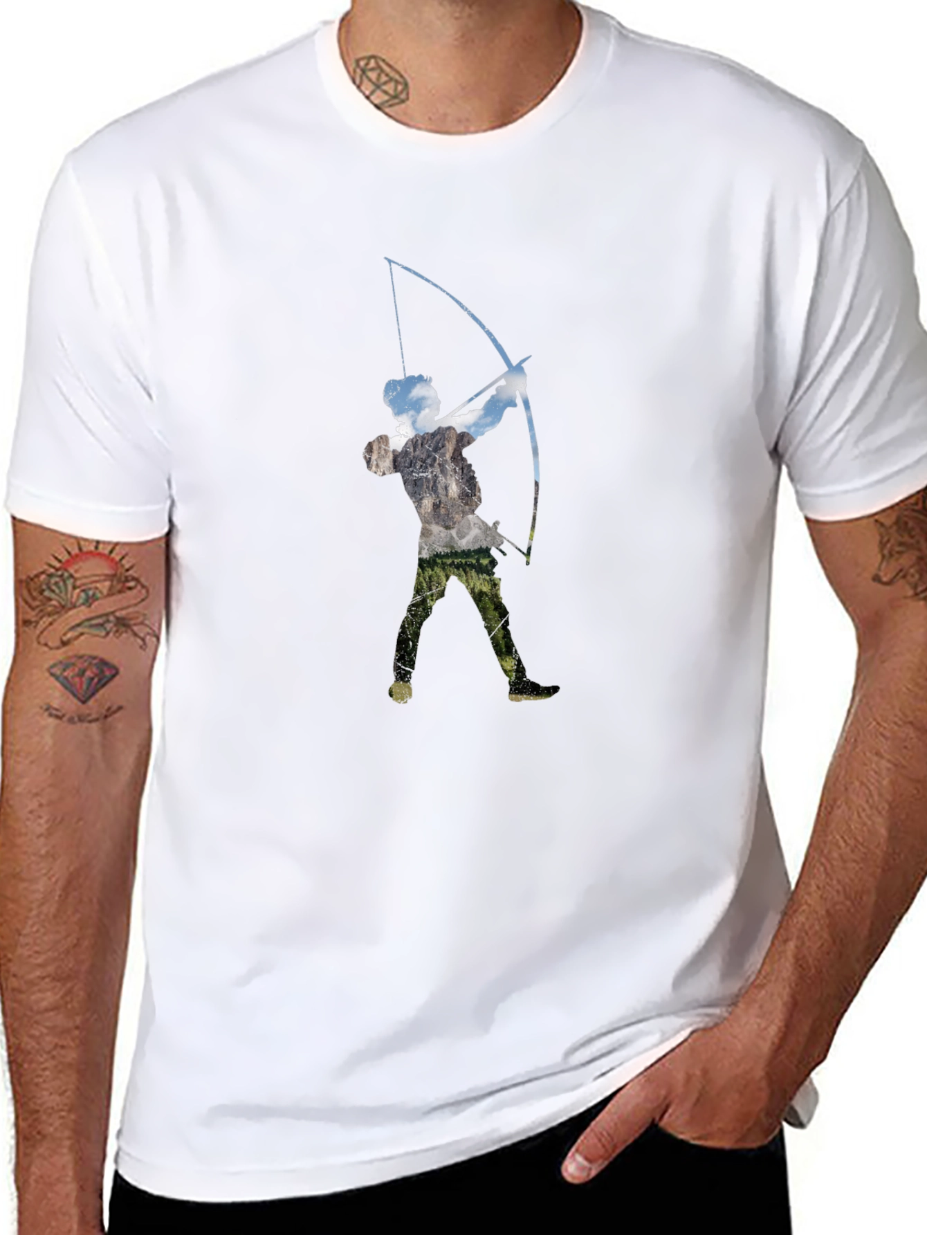 Archer Silhouette Graphic Tee - Black Cotton Blend