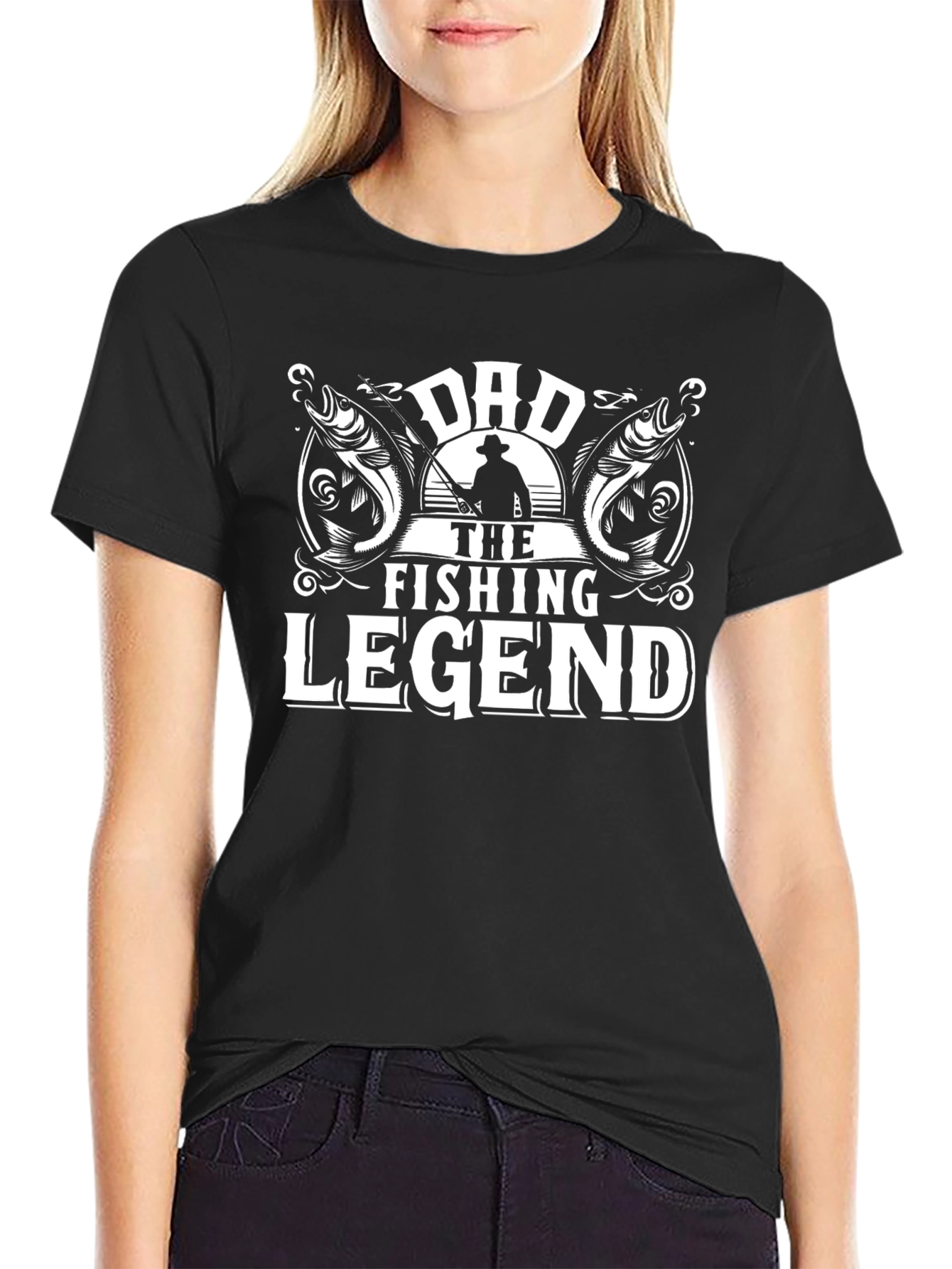 Dad The Fishing Legend Black T-Shirt