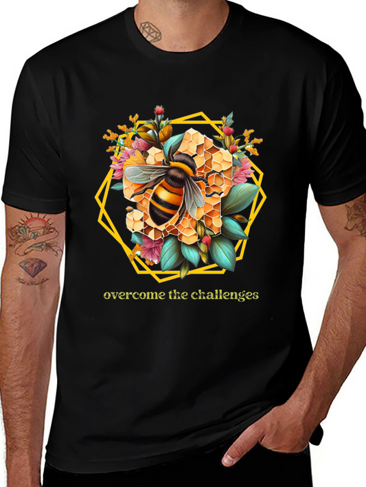 Bee Honeycomb Floral Graphic Tee - Overcome Challenges