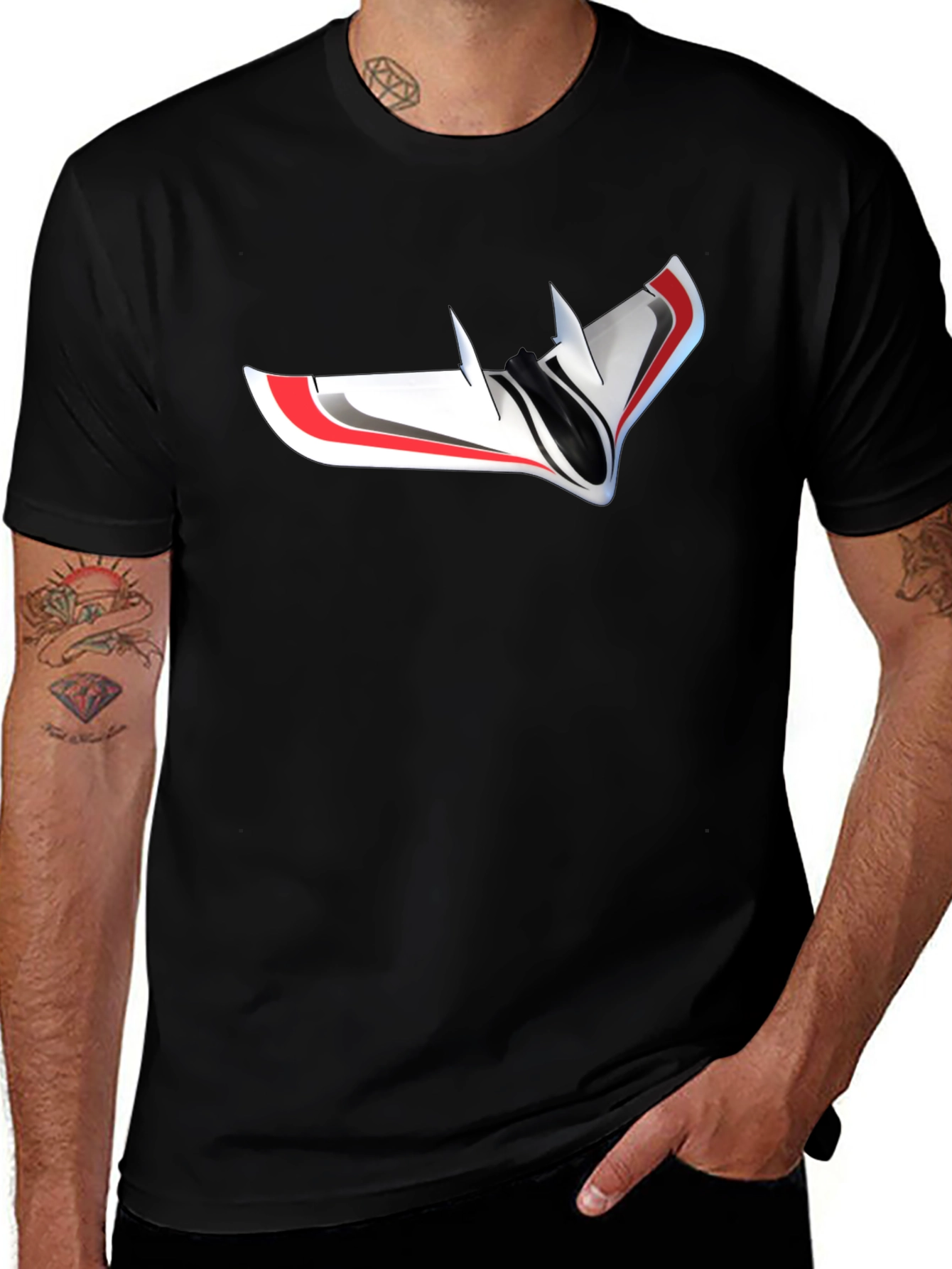 Futuristic Drone Graphic T-Shirt - Black