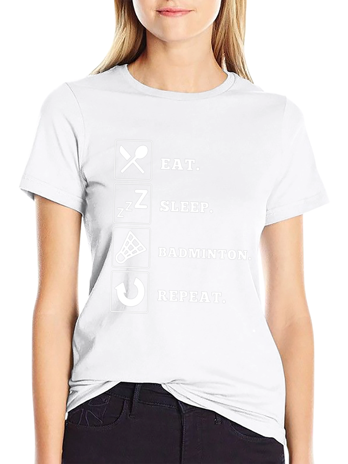 Eat Sleep Badminton Repeat Black T-Shirt