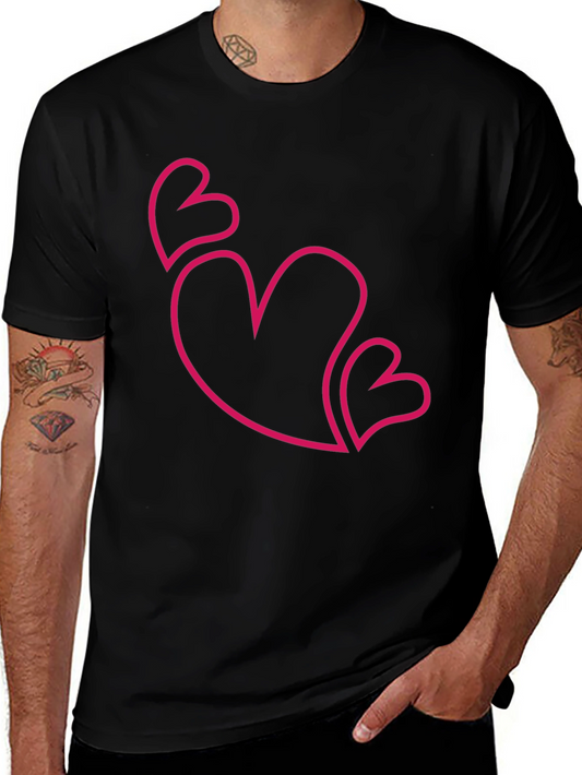 Love Heart Outline Graphic T-Shirt - Black