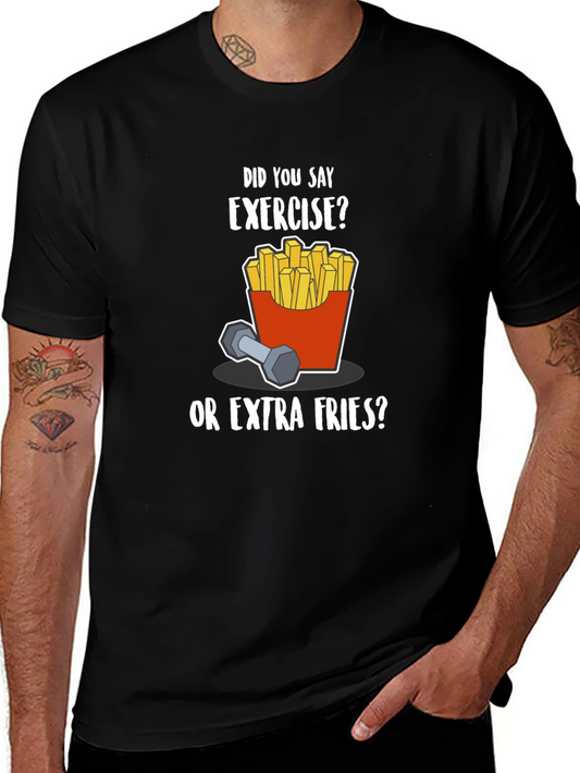 Funny Exercise Fries Graphic T-Shirt