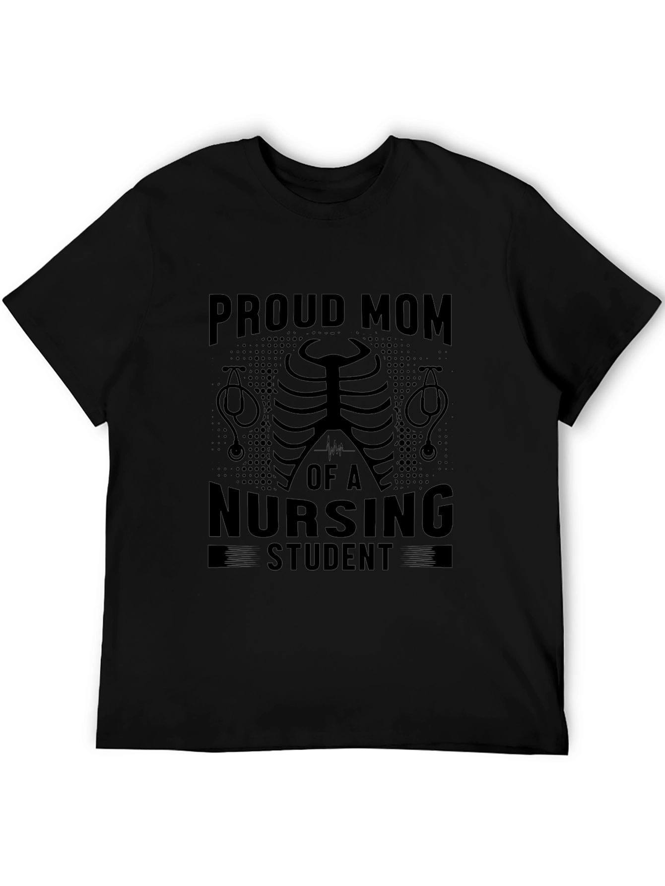 Proud Mom Nursing Student Black Graphic T-Shirt