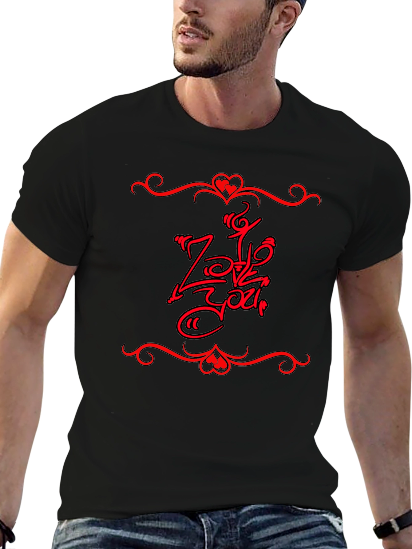 Love You Graphic Tee - Mens Black T-Shirt