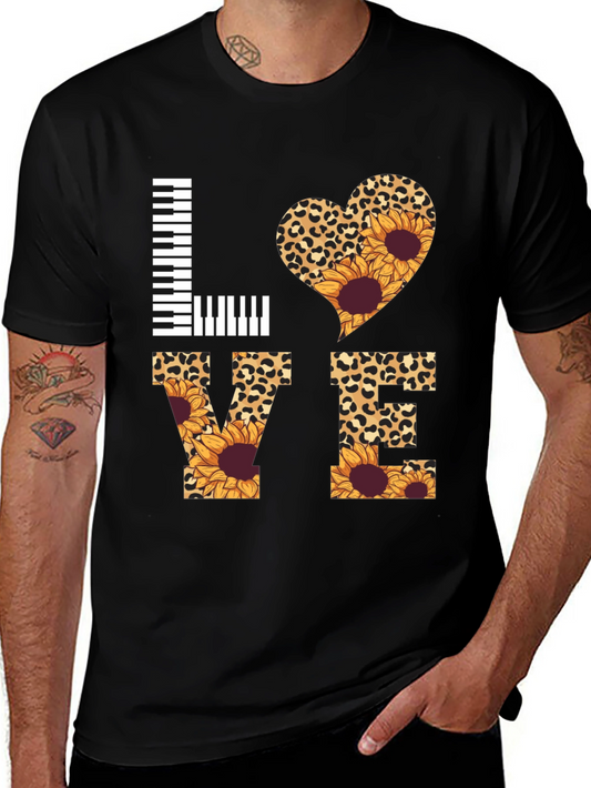 Love Piano Leopard Sunflower Graphic Tee