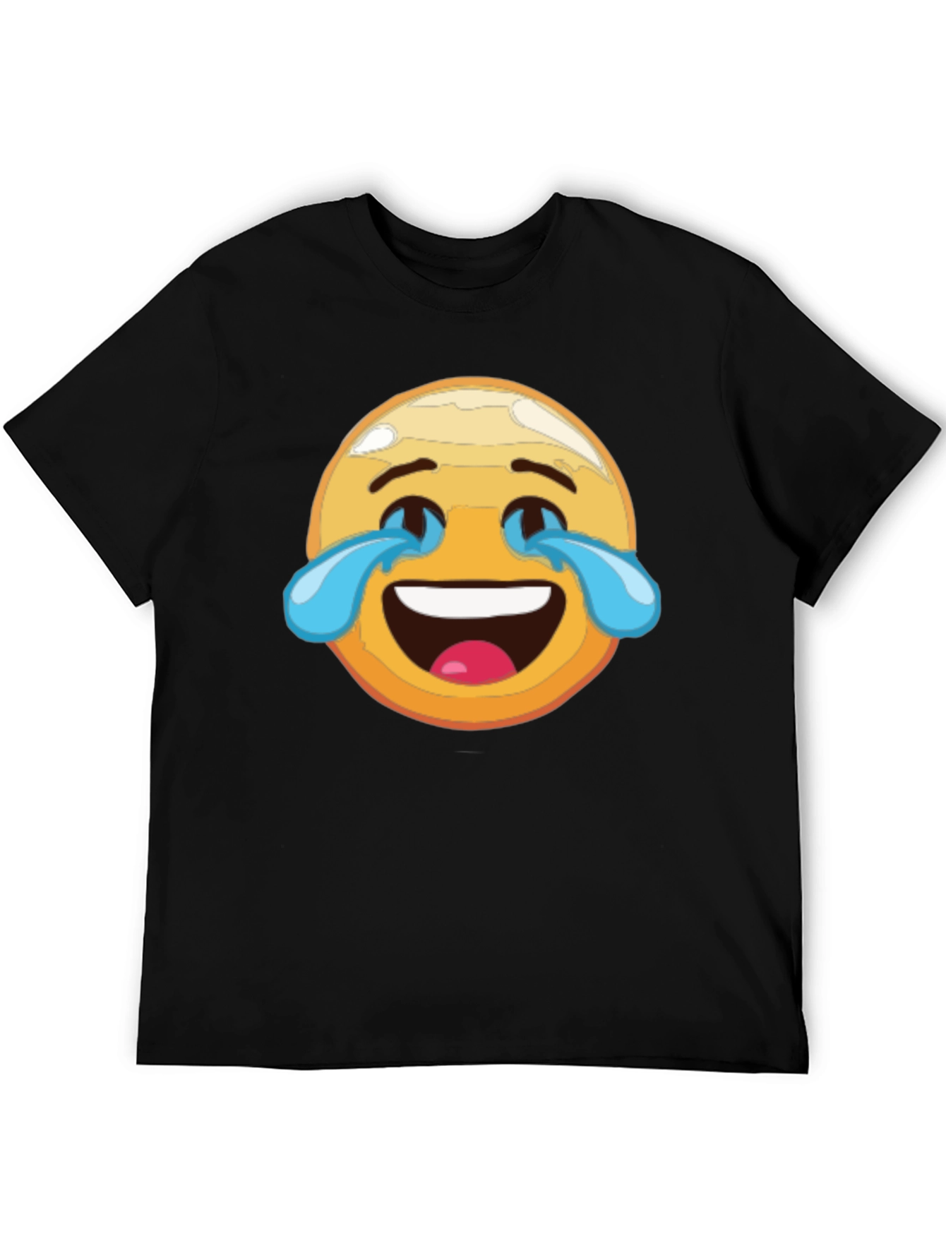 Laughing Emoji Graphic Tee - Black Cotton T-Shirt