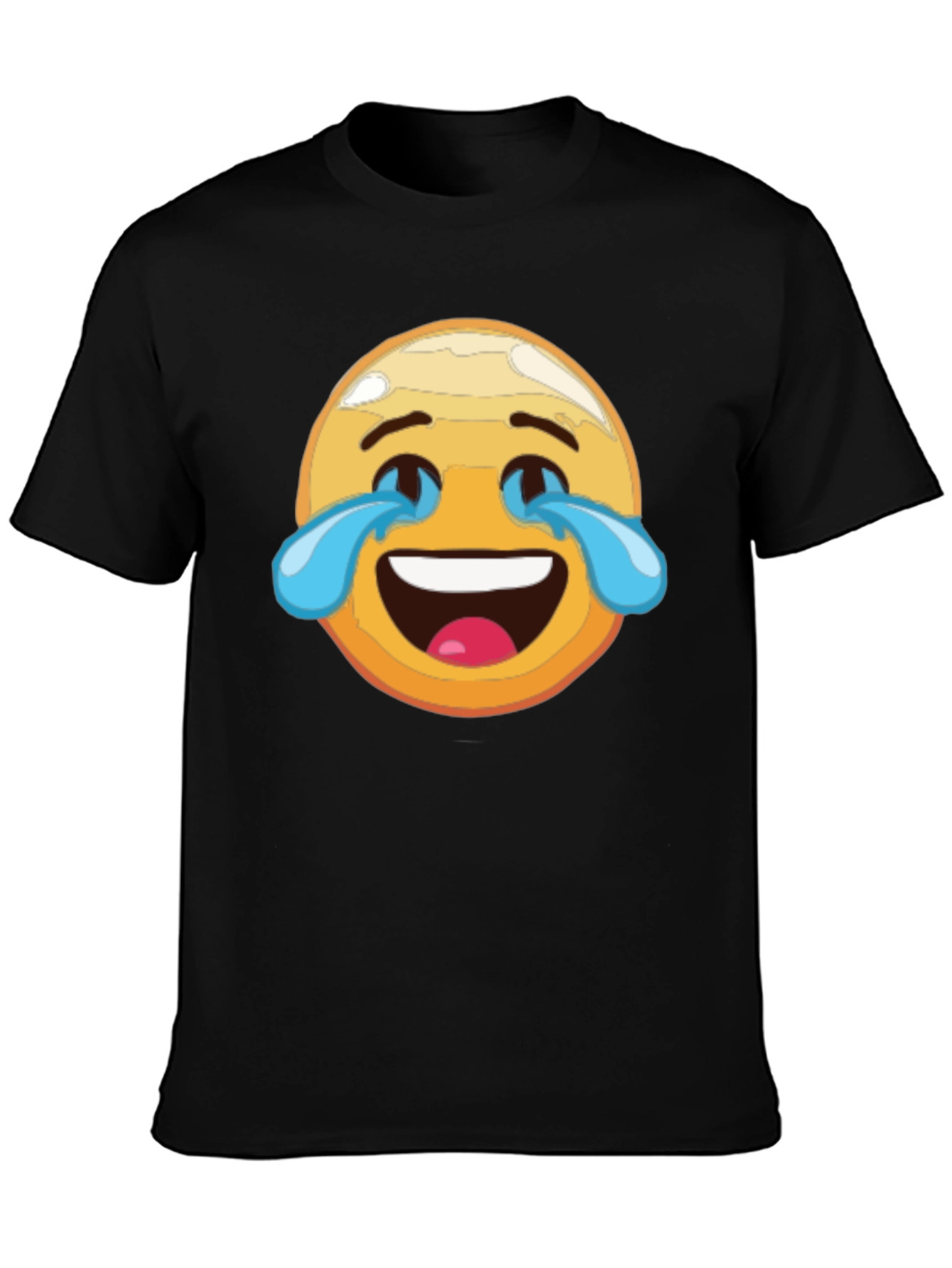Laughing Emoji Graphic Tee - Black Cotton T-Shirt