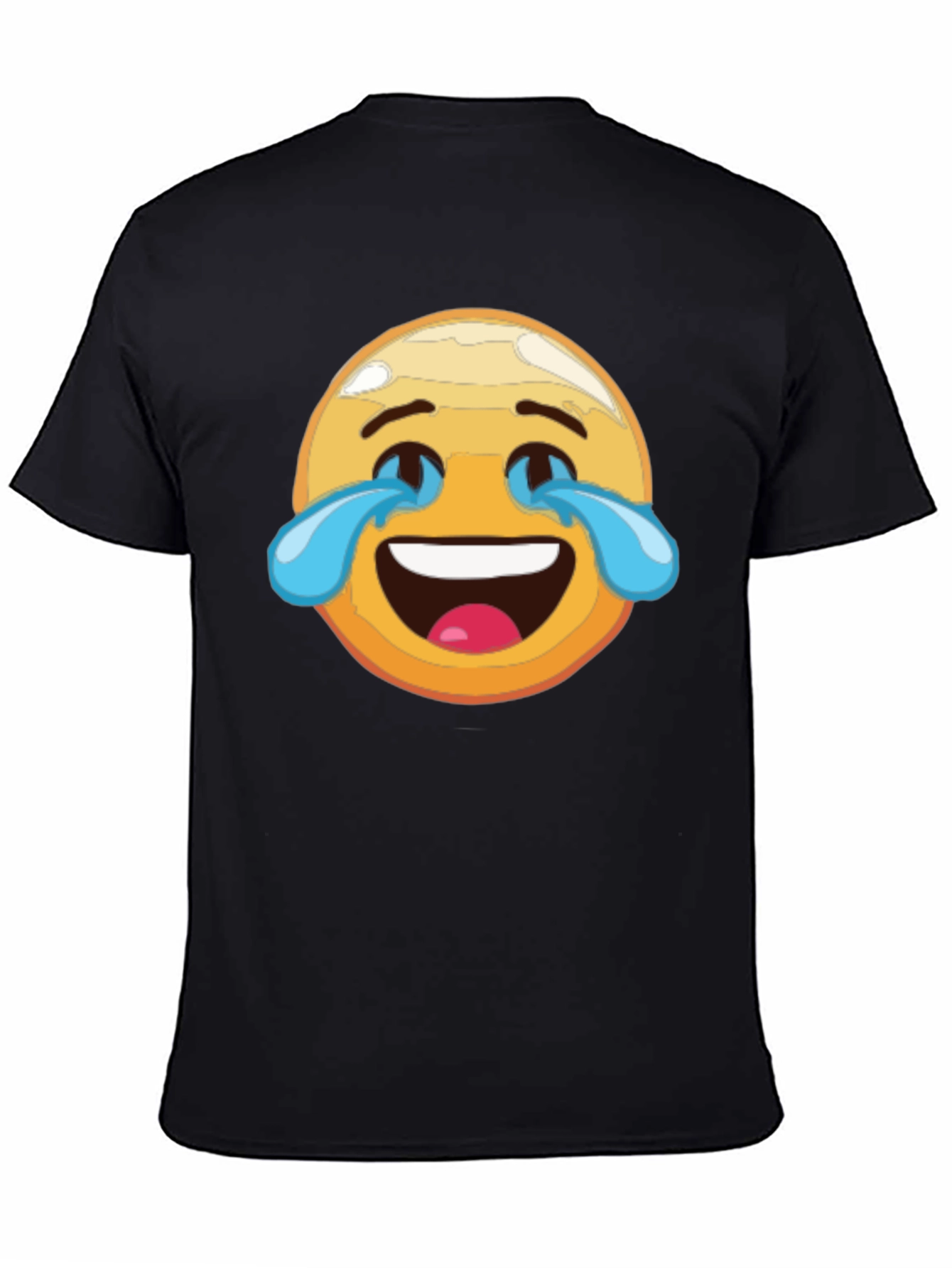 Laughing Emoji Graphic Tee - Black Cotton T-Shirt