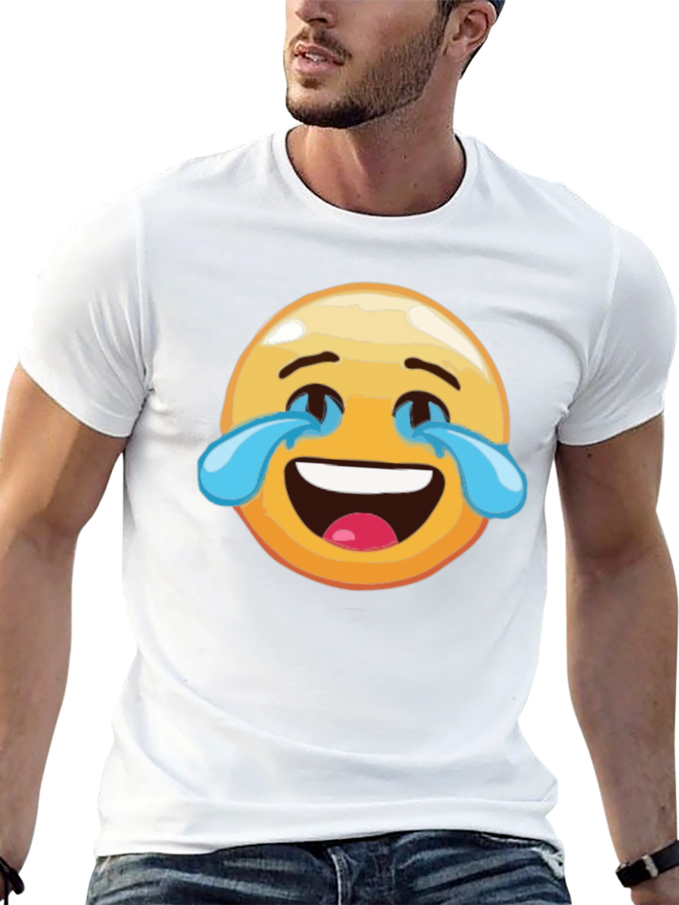 Laughing Emoji Graphic Tee - Black Cotton T-Shirt