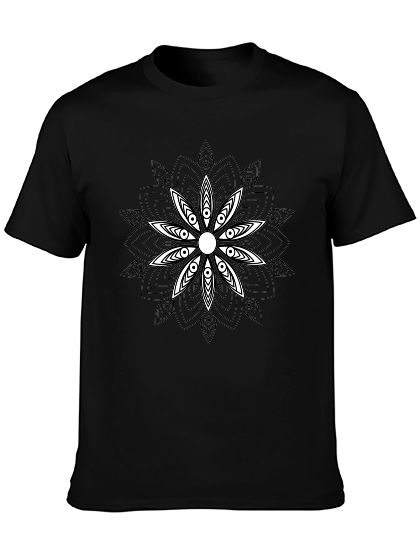 Black T-Shirt with Mandala Graphic