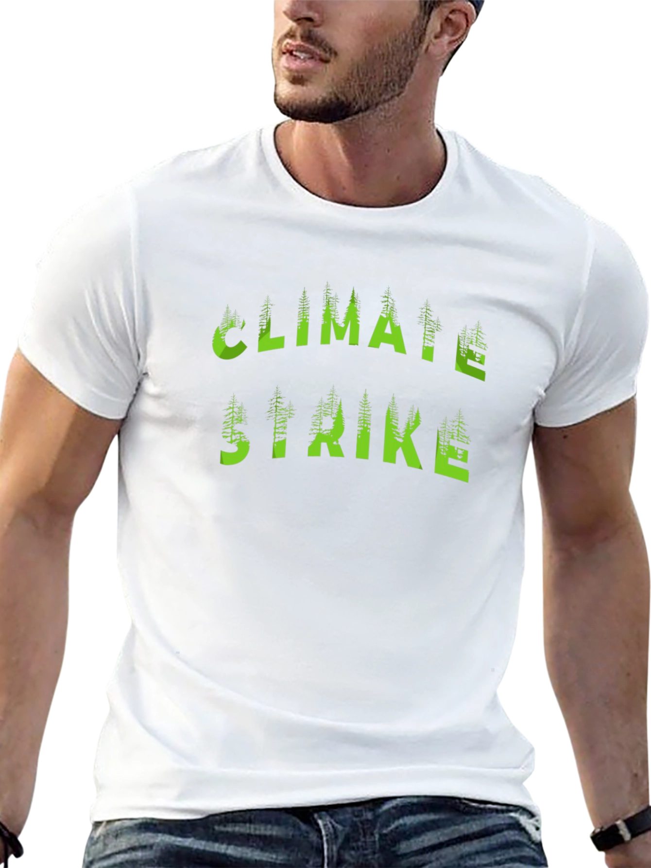 Climate Strike T-Shirt Black with Green Tree Lettering