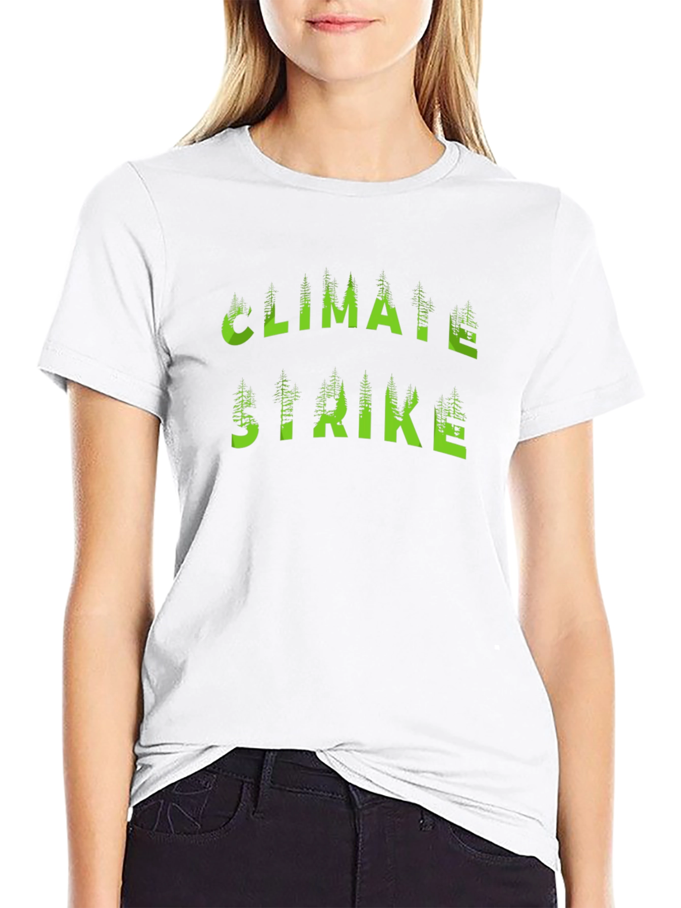 Climate Strike T-Shirt Black with Green Tree Lettering