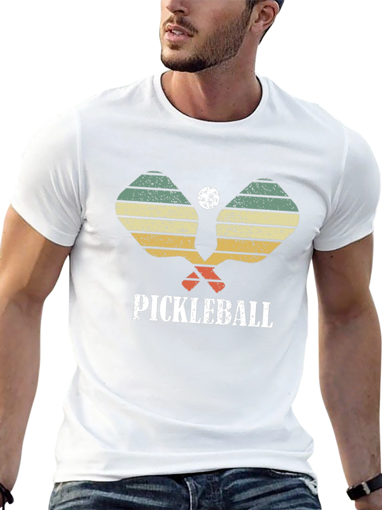 Retro Pickleball Paddle & Ball Graphic T-Shirt