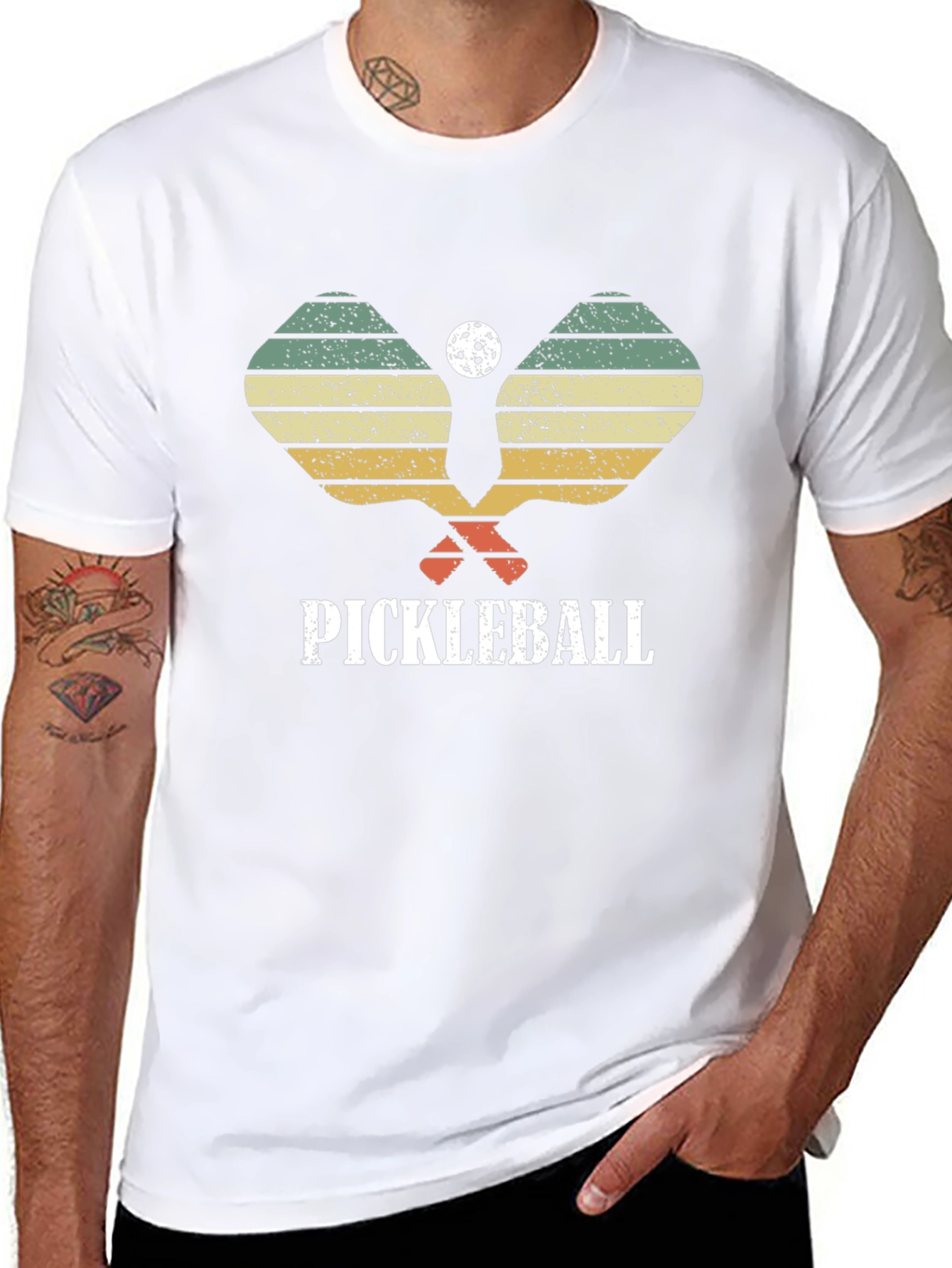 Retro Pickleball Paddle & Ball Graphic T-Shirt