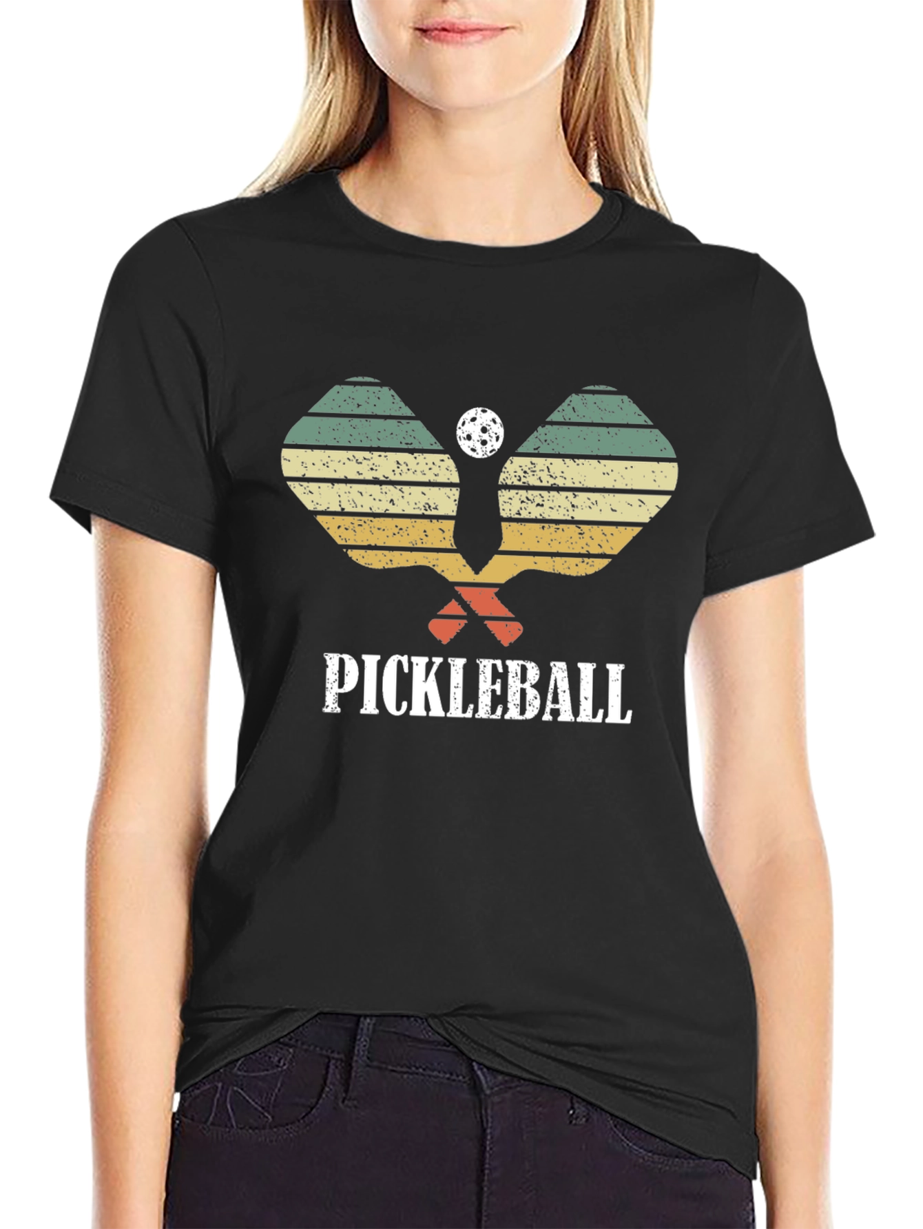 Retro Pickleball Paddle & Ball Graphic T-Shirt