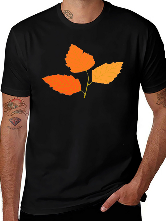 Autumn Leaf Graphic Tee - Black Cotton Blend