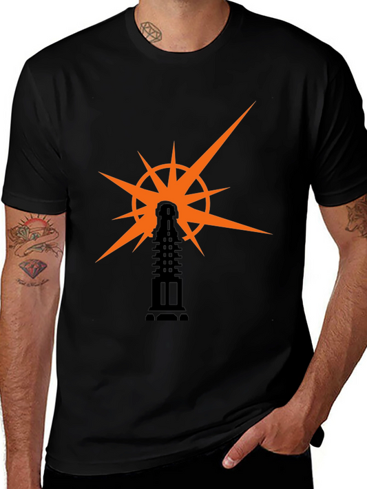 Black T-Shirt with Light Tower Graphic