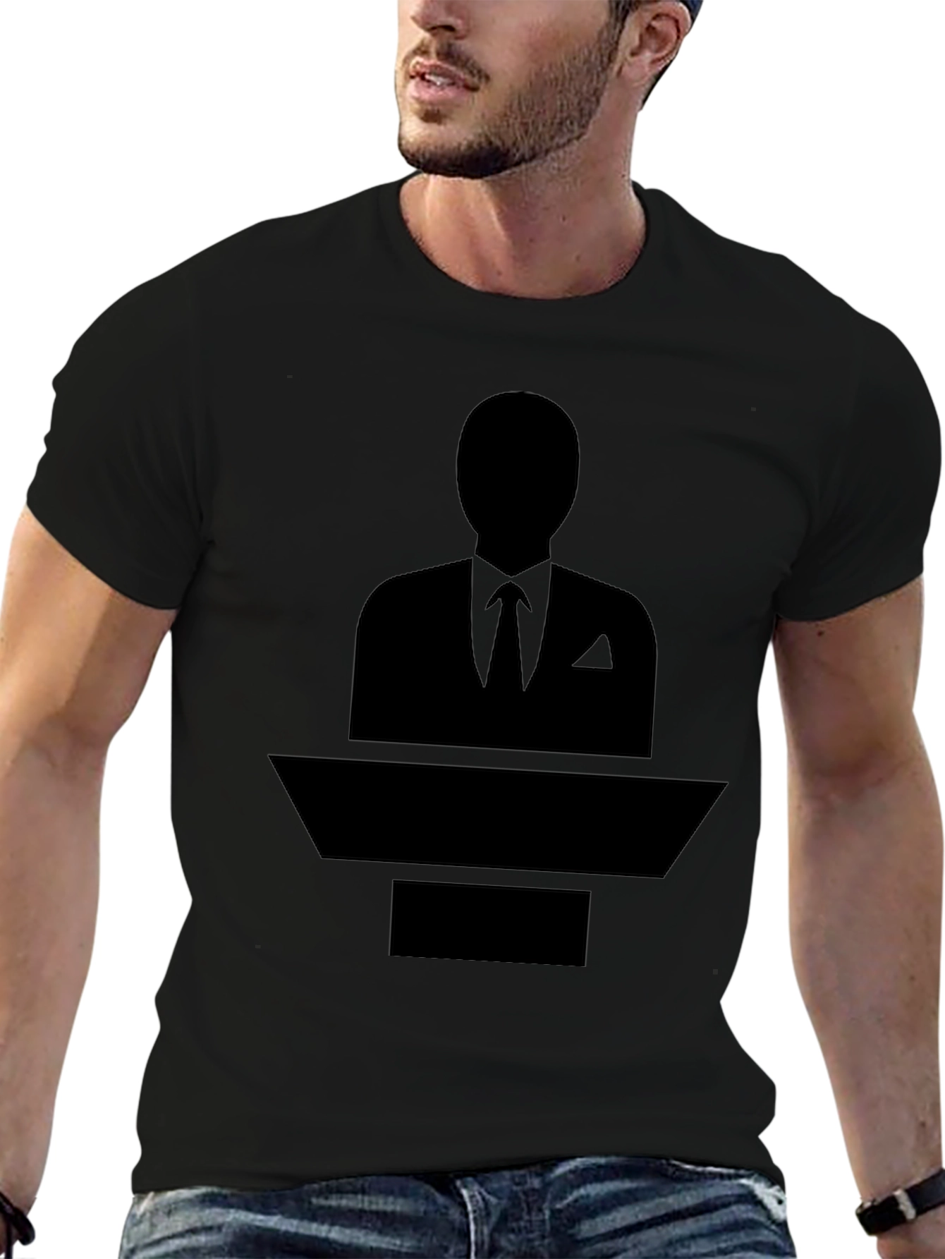 Black Silhouette Suit T-Shirt
