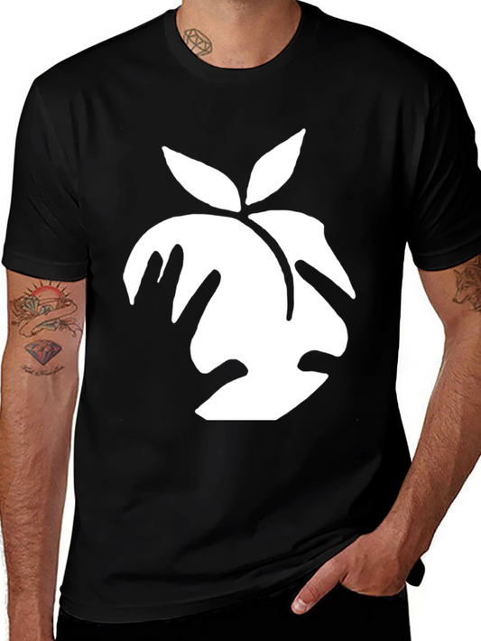Peach Graphic Black T-Shirt - Soft Cotton Blend