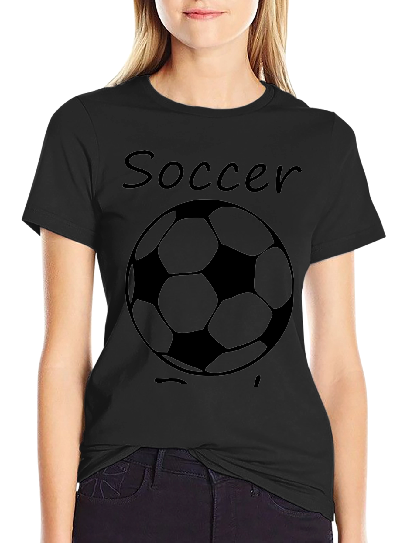 Soccer Ball Graphic Tee - Black Cotton Shirt