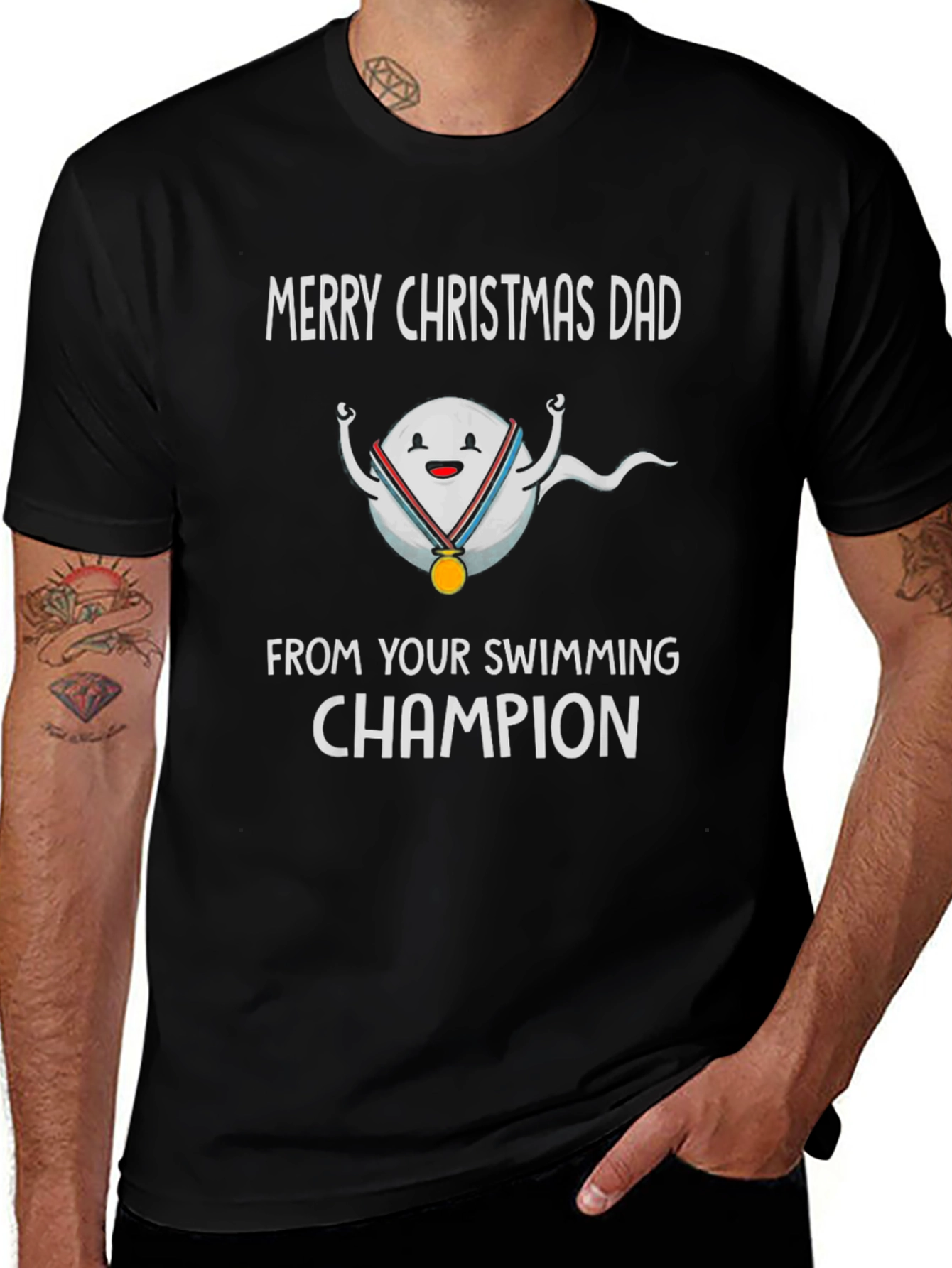 Funny Christmas Dad Swimming Champion T-Shirt